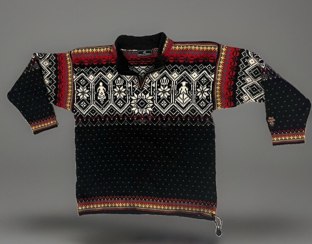 Dale of Norway Classic Blyfjell 1/4 Zip Wool Sweater Blue Fair Isle Gorpcore M